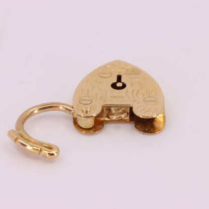 Vintage 9ct Yellow Gold Hallmarked Heart Padlock Charm Pendant Love Jewellery