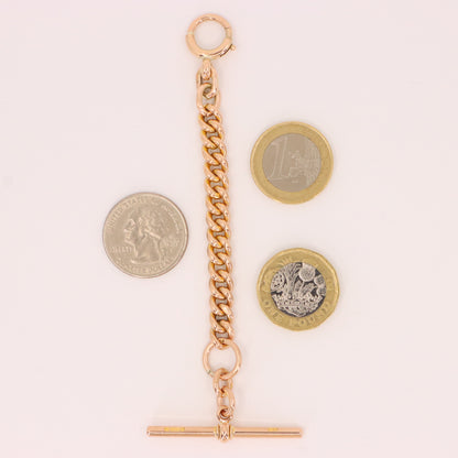 Vintage 9ct Hallmarked Yellow Gold Albert T Bar Chain 4.5 Inch Extender Pendant