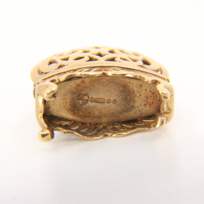 Vintage 9ct Hallmarked Gold Tiger Eye Buddha Pendant Charm Carved Gemstone Gift