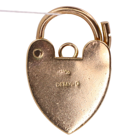 Vintage 9ct Yellow Gold Hallmarked Heart Padlock Charm Pendant Love Jewellery