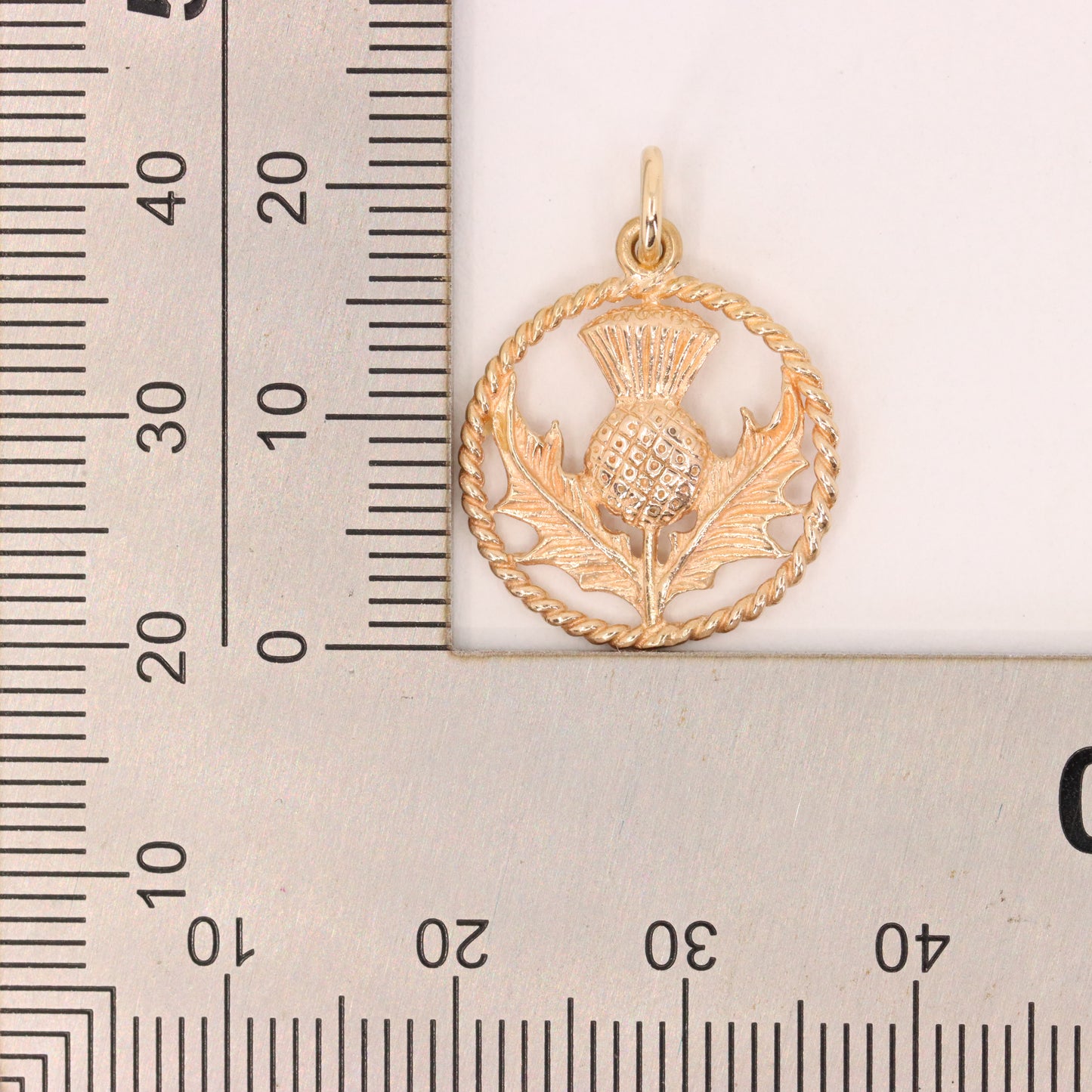 Vintage 9ct Hallmarked Yellow Gold Scottish Thistle Charm Pendant Scotland Gift