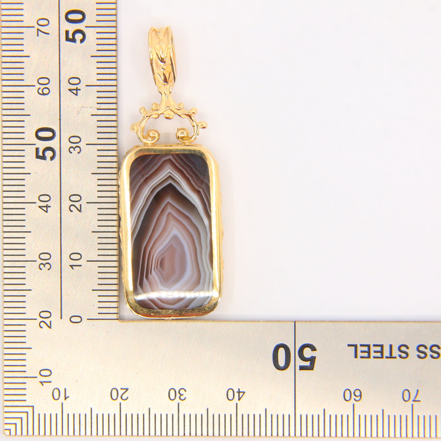 Vintage 9ct Gold Onyx Stone Pendant Yellow Gold Hallmarked Stone Pendant Gift