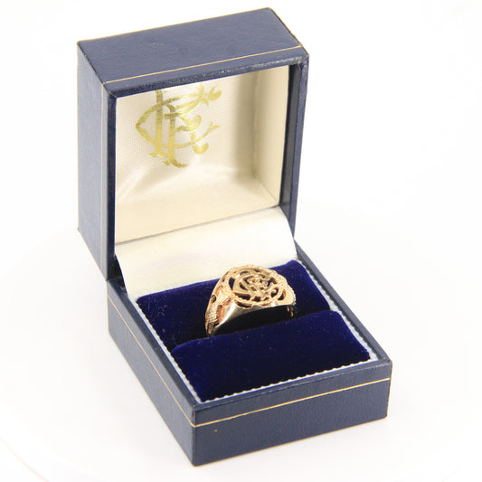 Vintage 9ct Hallmarked Gold Rangers RFC Ring UK Size P1/2 Boxed Gift