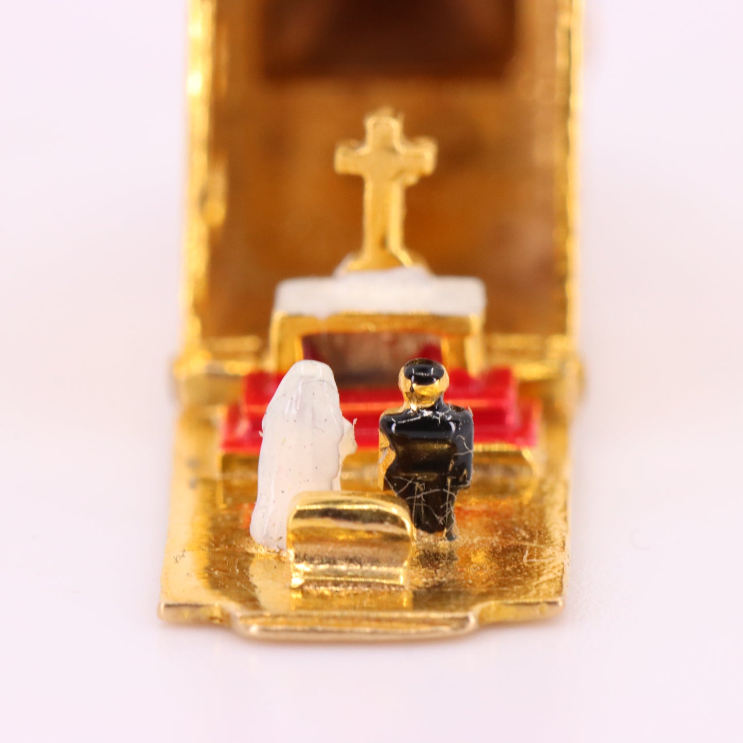 Vintage 9ct Hallmarked Gold Opening Church Pendant Wedding Vows Charm Gift