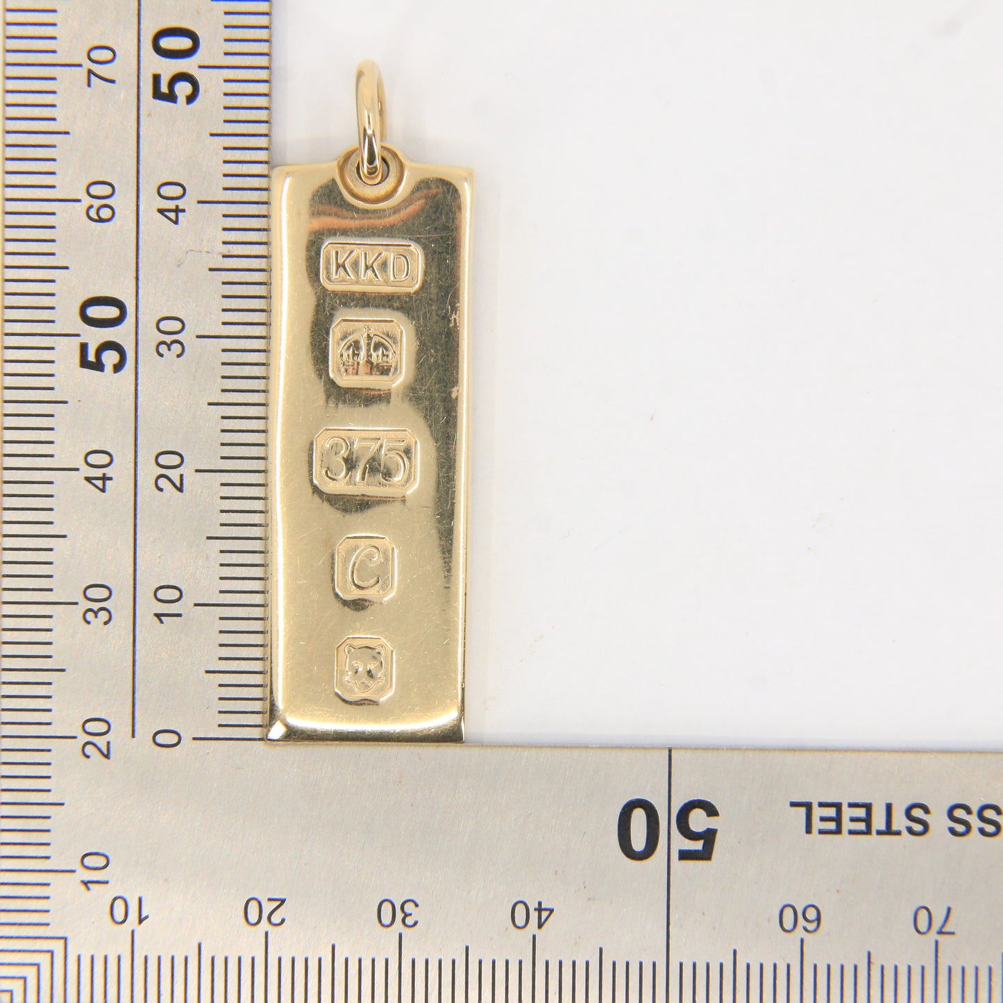 Vintage 9ct Hallmarked Gold Ingot Pendant Heavy Solid Gold London 1977 Gift