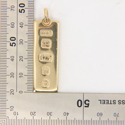 Vintage 9ct Hallmarked Gold Ingot Pendant Heavy Solid Gold London 1977 Gift