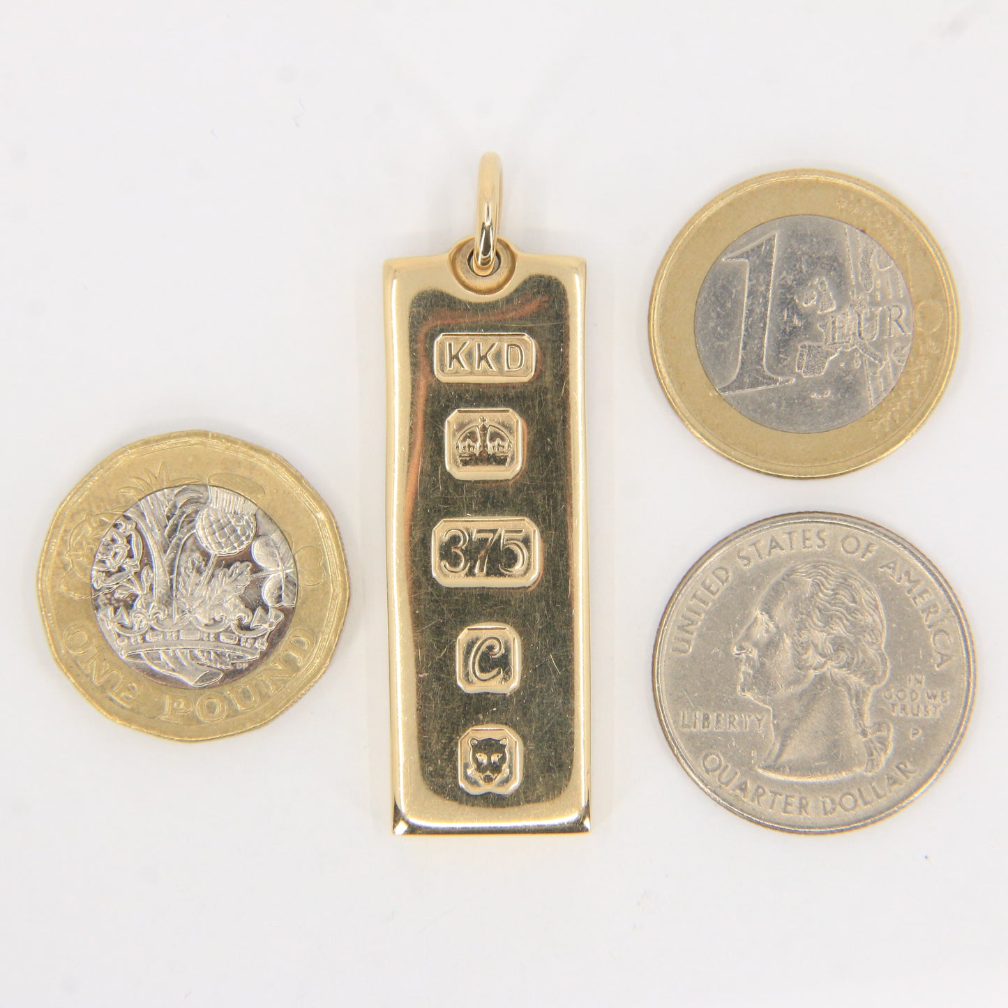 Vintage 9ct Hallmarked Gold Ingot Pendant Heavy Solid Gold London 1977 Gift