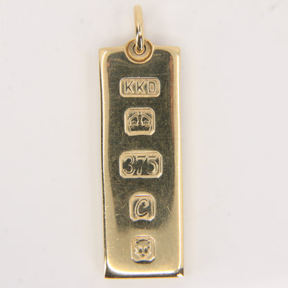 Vintage 9ct Hallmarked Gold Ingot Pendant Heavy Solid Gold London 1977 Gift