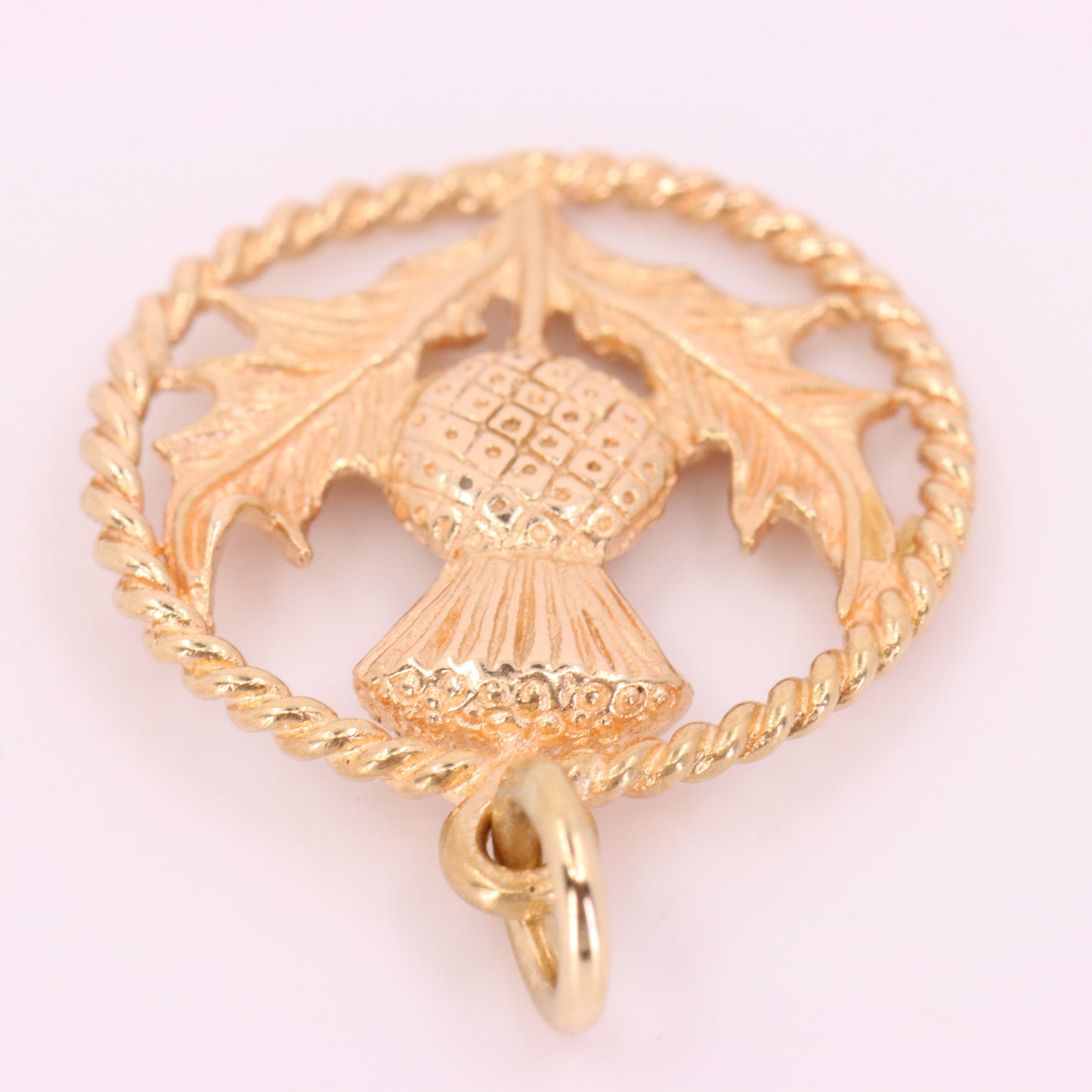 Vintage 9ct Hallmarked Yellow Gold Scottish Thistle Charm Pendant Scotland Gift
