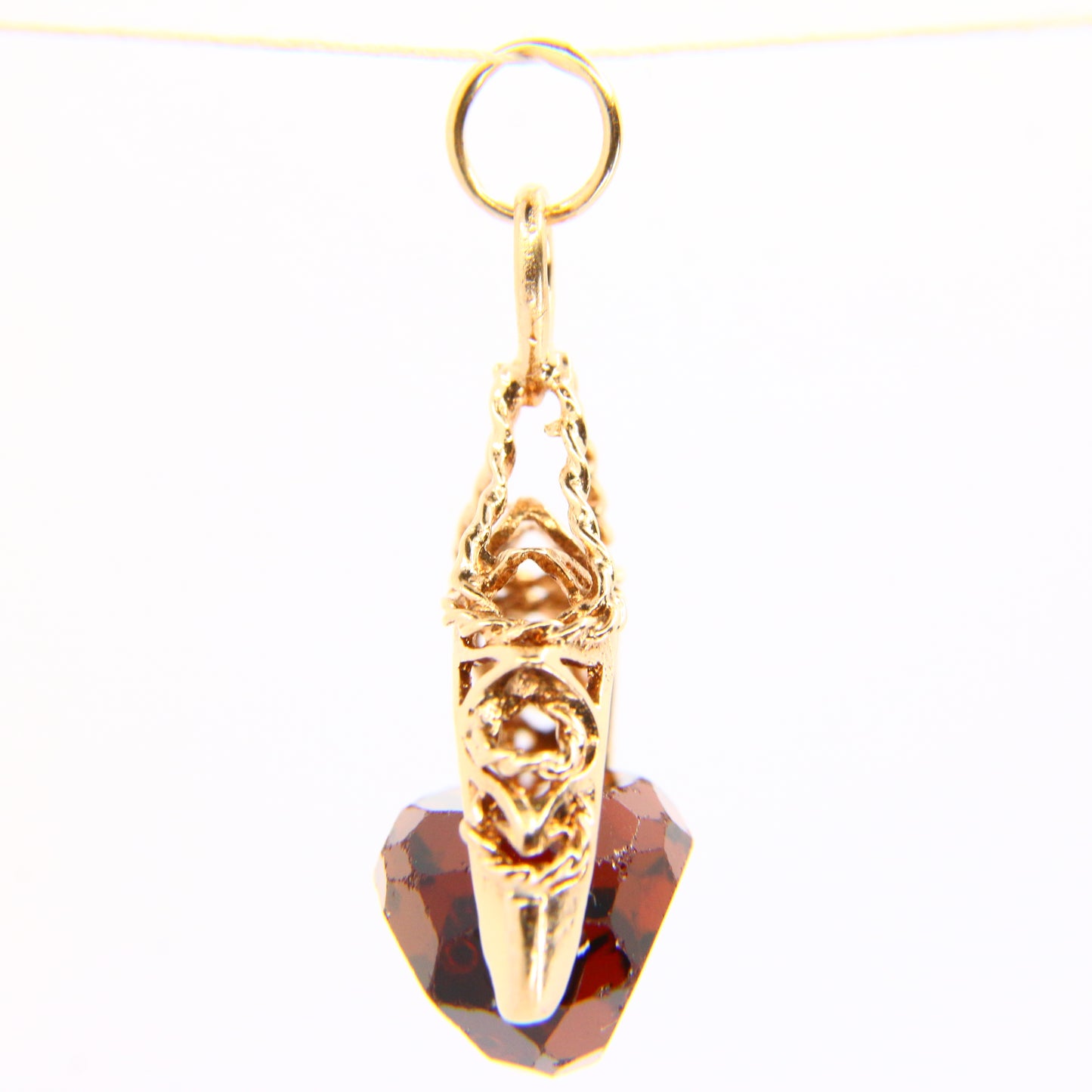 Vintage 9ct Smokey Quartz Spinner Fob Charm Hallmarked Yellow Gold Pendant