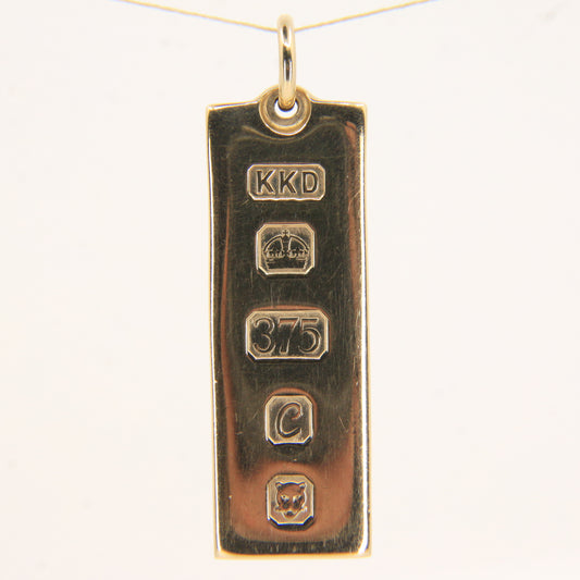 Vintage 9ct Hallmarked Gold Ingot Pendant Heavy Solid Gold London 1977 Gift
