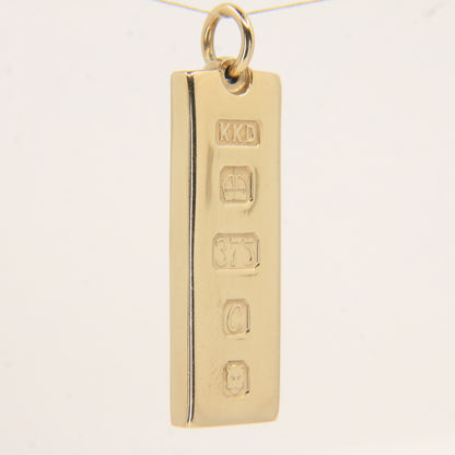 Vintage 9ct Hallmarked Gold Ingot Pendant Heavy Solid Gold London 1977 Gift