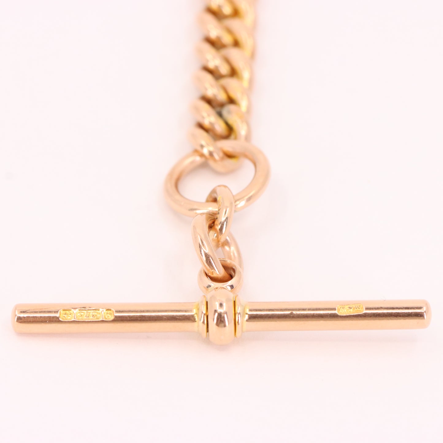 Vintage 9ct Hallmarked Yellow Gold Albert T Bar Chain 4.5 Inch Extender Pendant