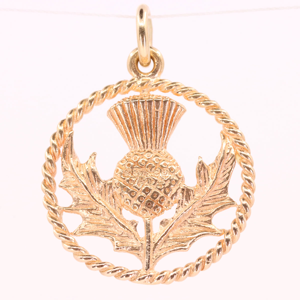 Vintage 9ct Hallmarked Yellow Gold Scottish Thistle Charm Pendant Scotland Gift