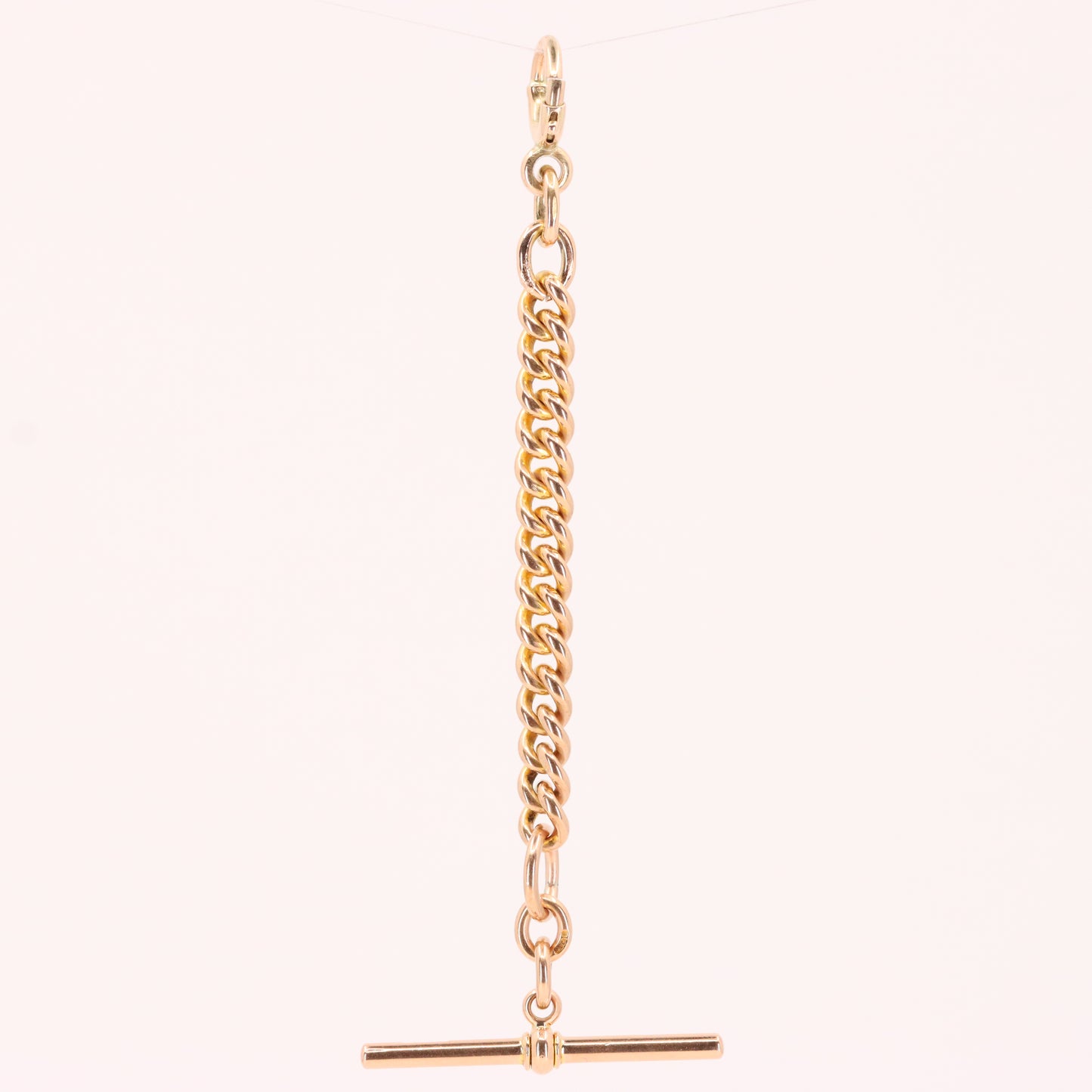 Vintage 9ct Hallmarked Yellow Gold Albert T Bar Chain 4.5 Inch Extender Pendant