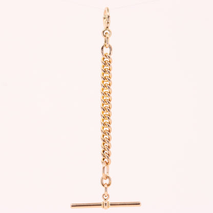 Vintage 9ct Hallmarked Yellow Gold Albert T Bar Chain 4.5 Inch Extender Pendant