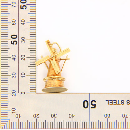 Vintage 14K Spinner Windmill Pendant Yellow Gold Charm