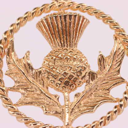 Vintage 9ct Hallmarked Yellow Gold Scottish Thistle Charm Pendant Scotland Gift