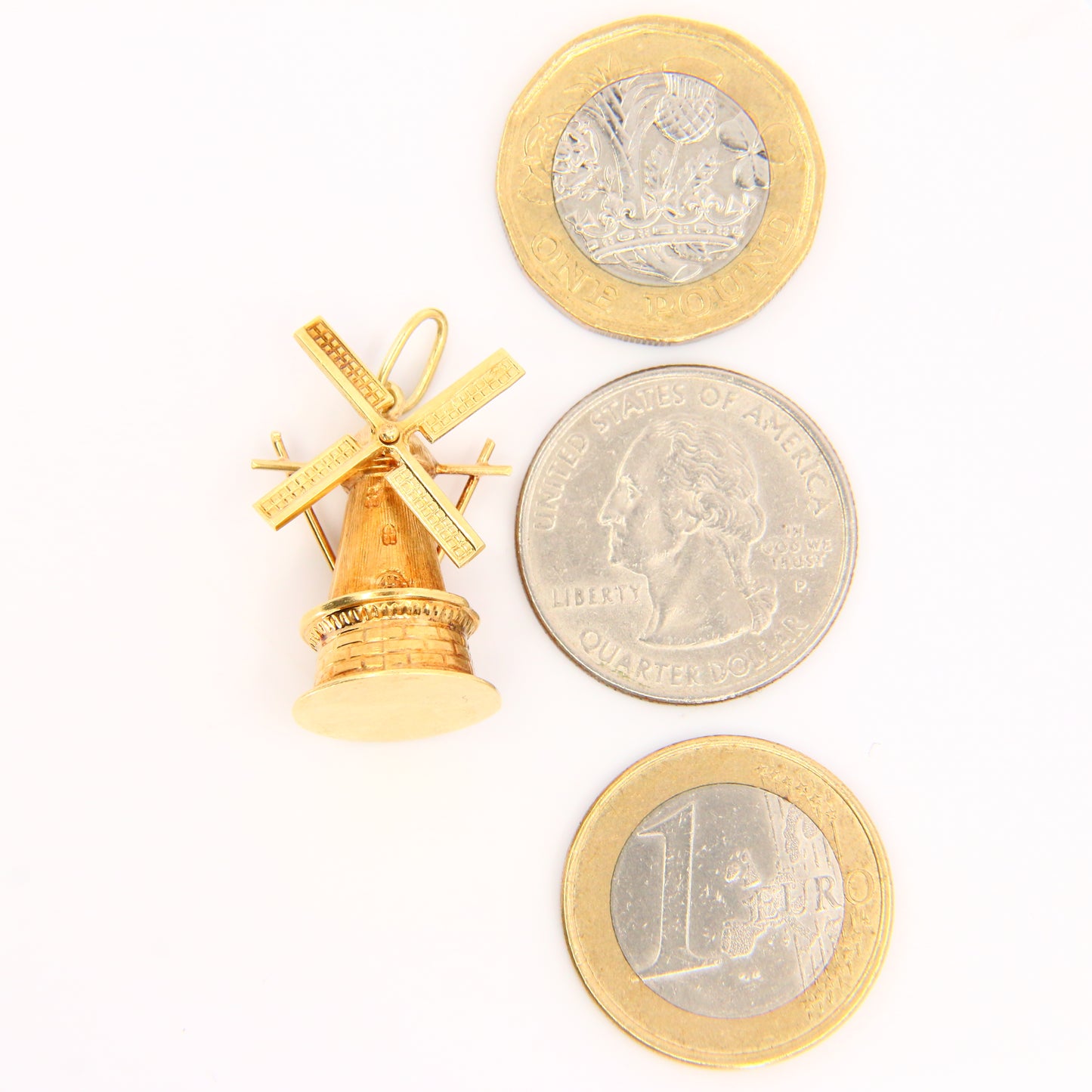 Vintage 14K Spinner Windmill Pendant Yellow Gold Charm