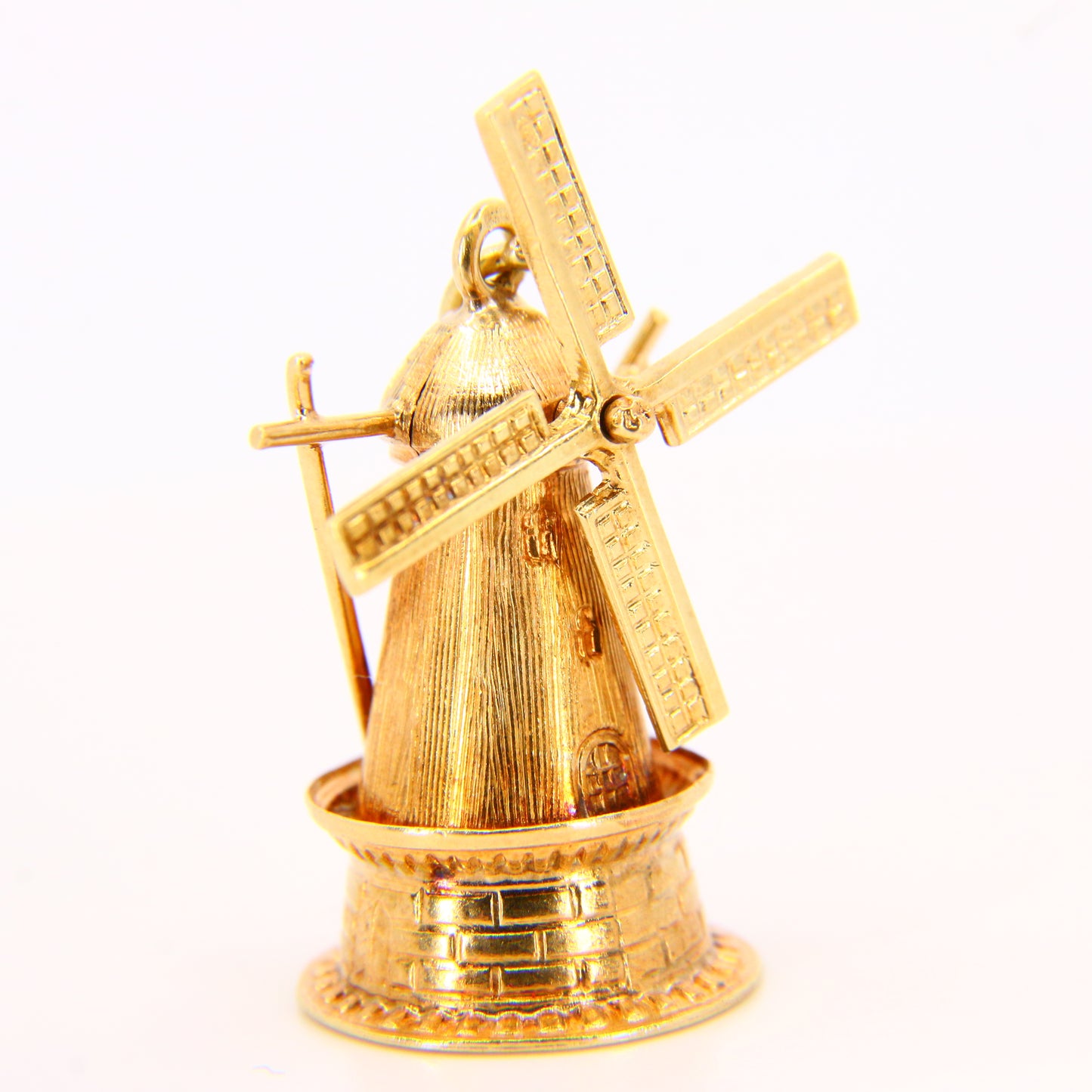 Vintage 14K Spinner Windmill Pendant Yellow Gold Charm