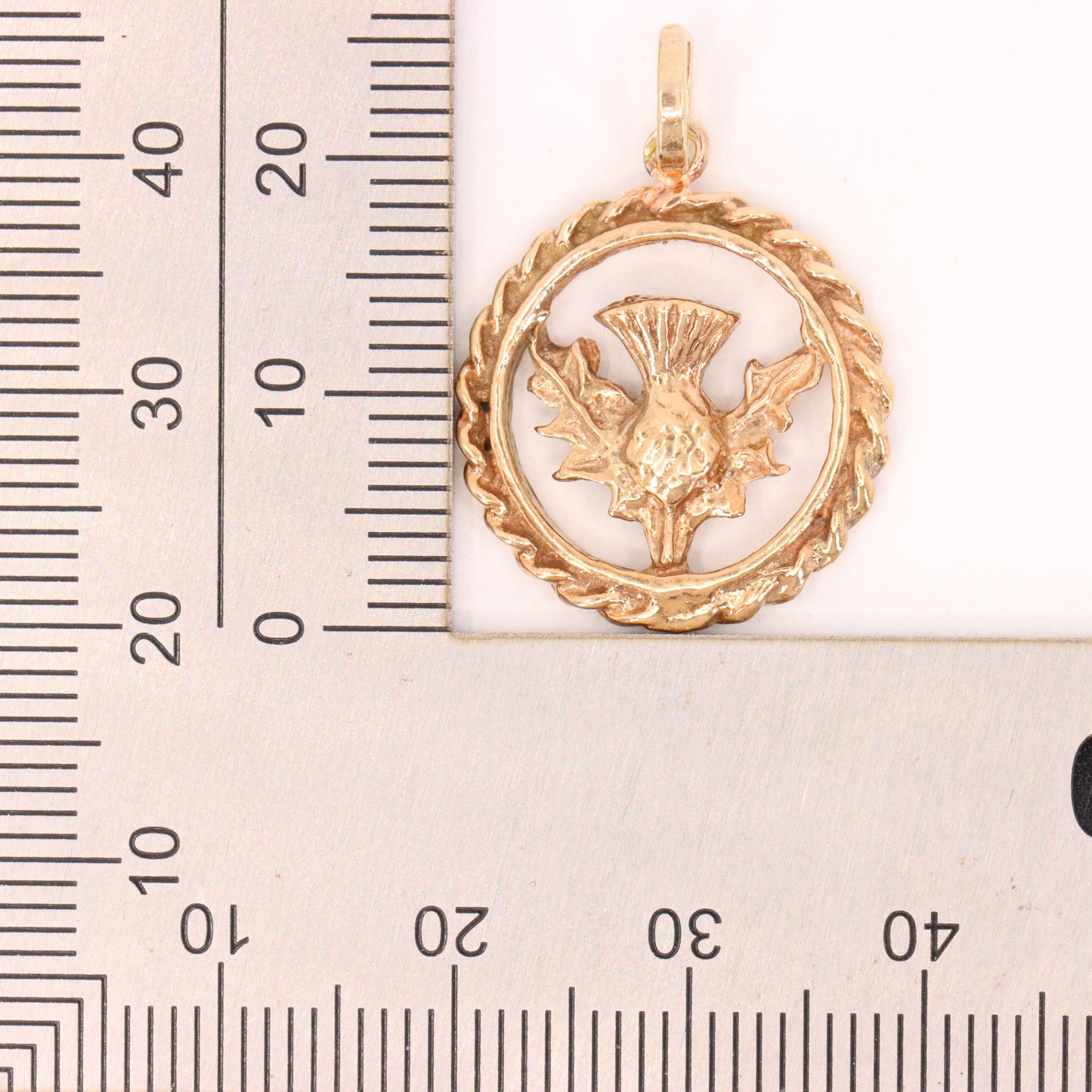 Vintage 9ct Hallmarked Yellow Gold Scottish Thistle Charm Pendant Scotland Gift