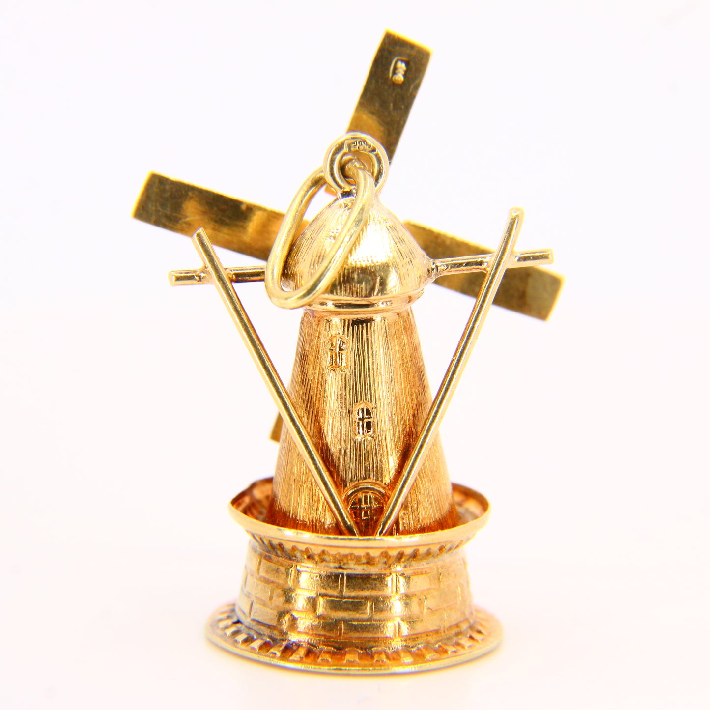 Vintage 14K Spinner Windmill Pendant Yellow Gold Charm