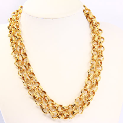 Large Vintage 9ct Belcher Chain Necklace 9 Carat Hallmarked 1975 Yellow Gold