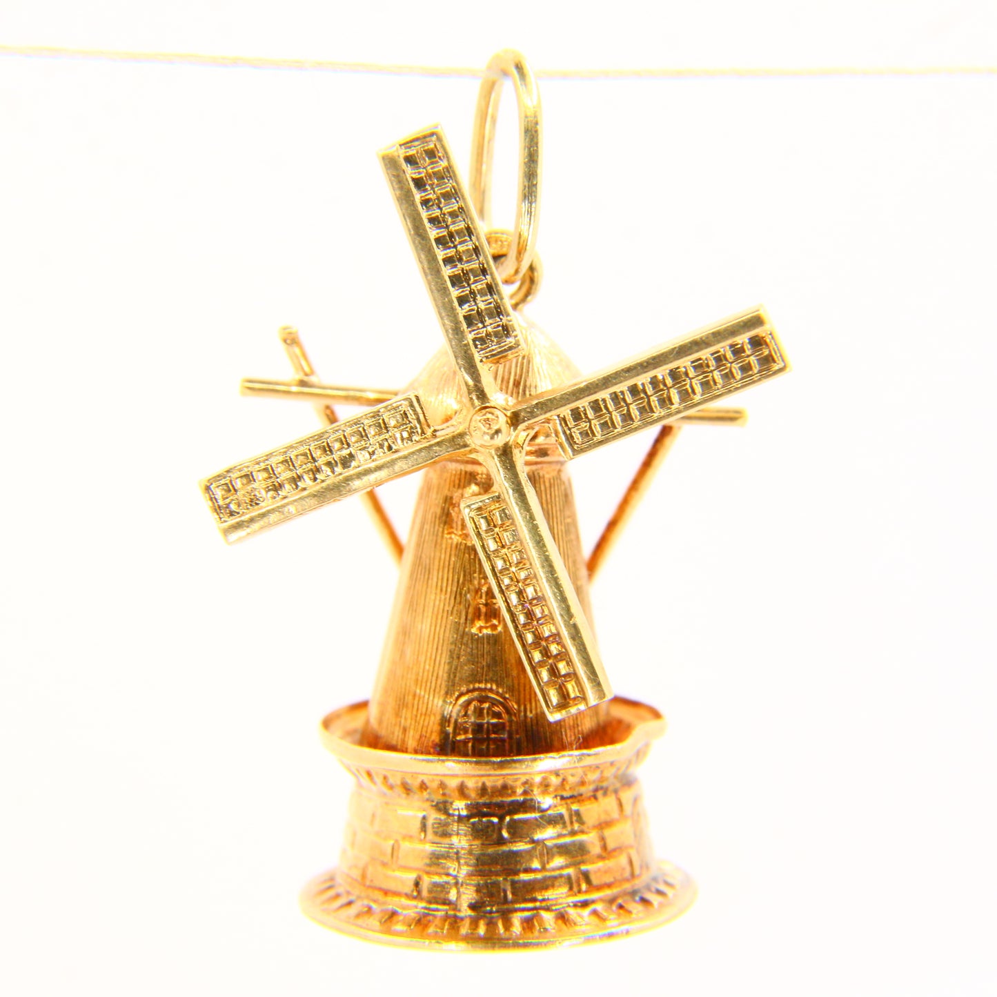 Vintage 14K Spinner Windmill Pendant Yellow Gold Charm