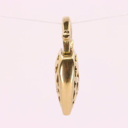Vintage 9ct Yellow Gold Heart Lock Charm Padlock Pendant Floral Openwork Detail