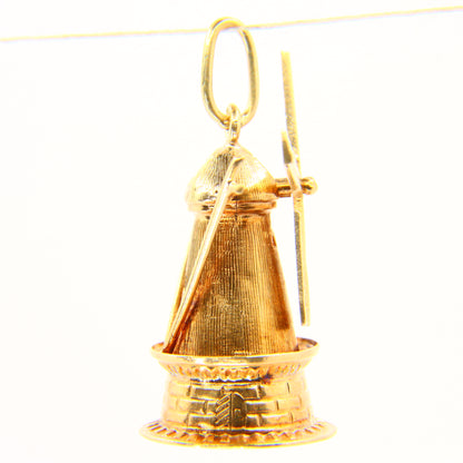 Vintage 14K Spinner Windmill Pendant Yellow Gold Charm