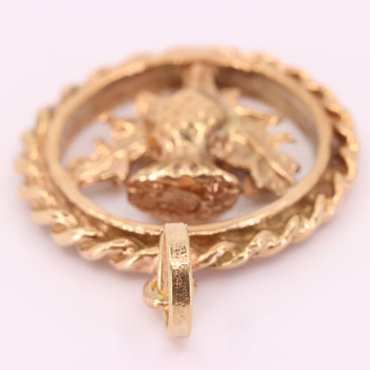 Vintage 9ct Hallmarked Yellow Gold Scottish Thistle Charm Pendant Scotland Gift
