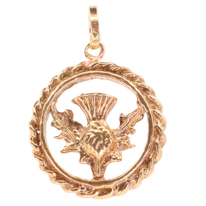 Vintage 9ct Hallmarked Yellow Gold Scottish Thistle Charm Pendant Scotland Gift