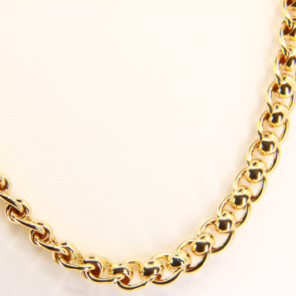 Vintage Heavy Gold Necklace Yellow Gold Chain Link Hallmarked Necklace