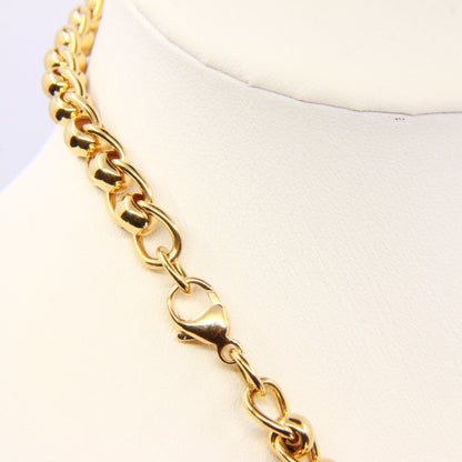 Vintage Heavy Gold Necklace Yellow Gold Chain Link Hallmarked Necklace