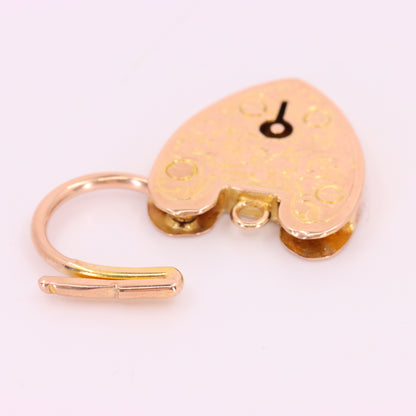 Vintage 9ct Rose Gold Floral Engraved Heart Padlock Charm Pendant Jewellery Gift