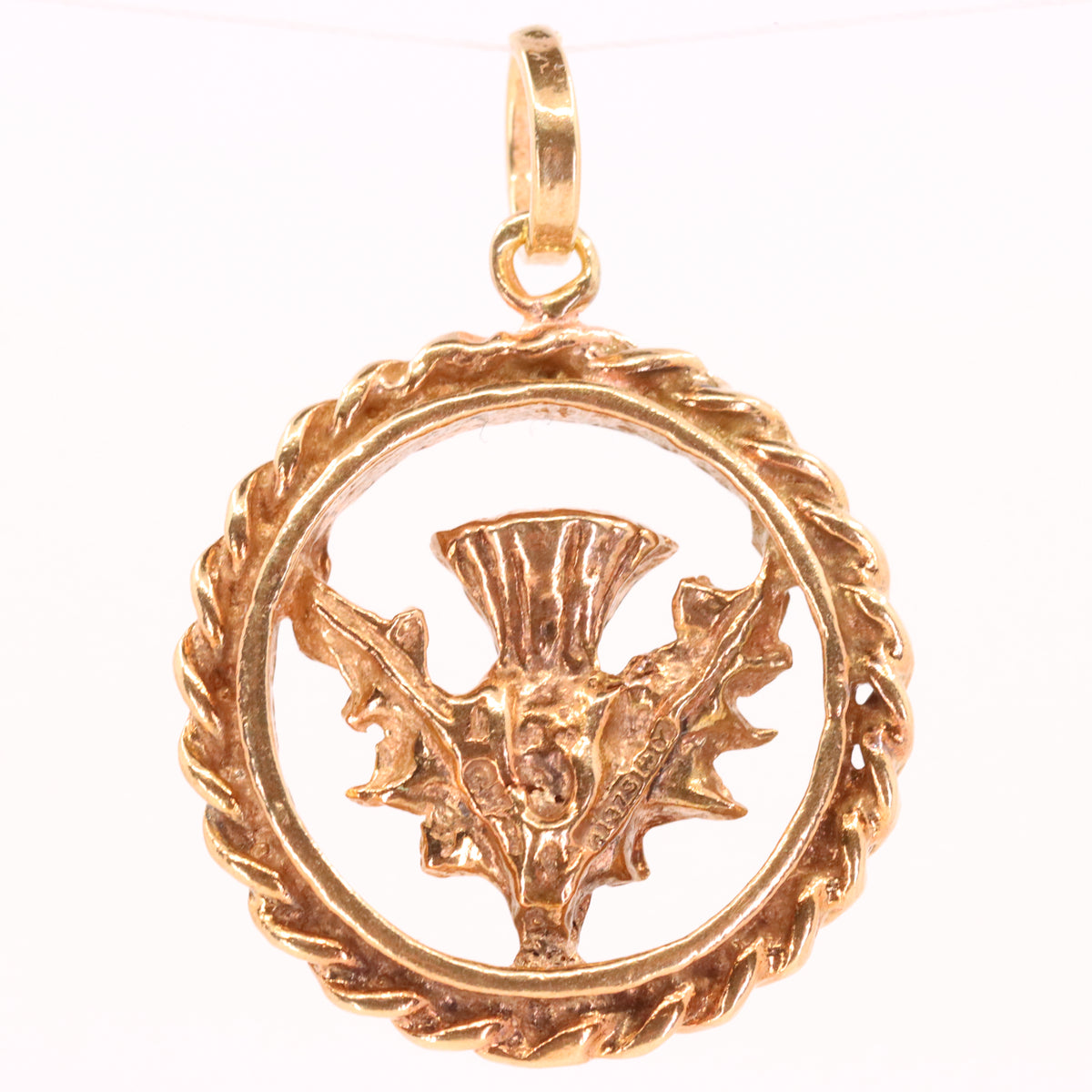 Vintage 9ct Hallmarked Yellow Gold Scottish Thistle Charm Pendant Scotland Gift