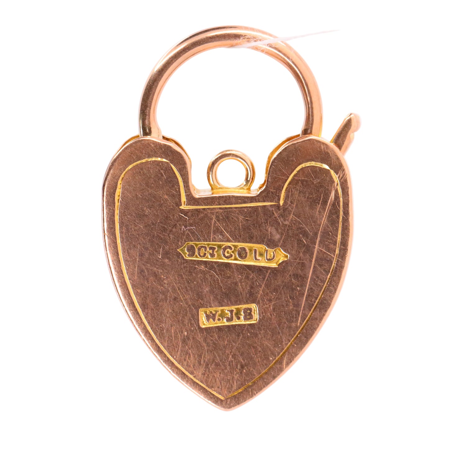 Vintage 9ct Rose Gold Floral Engraved Heart Padlock Charm Pendant Jewellery Gift