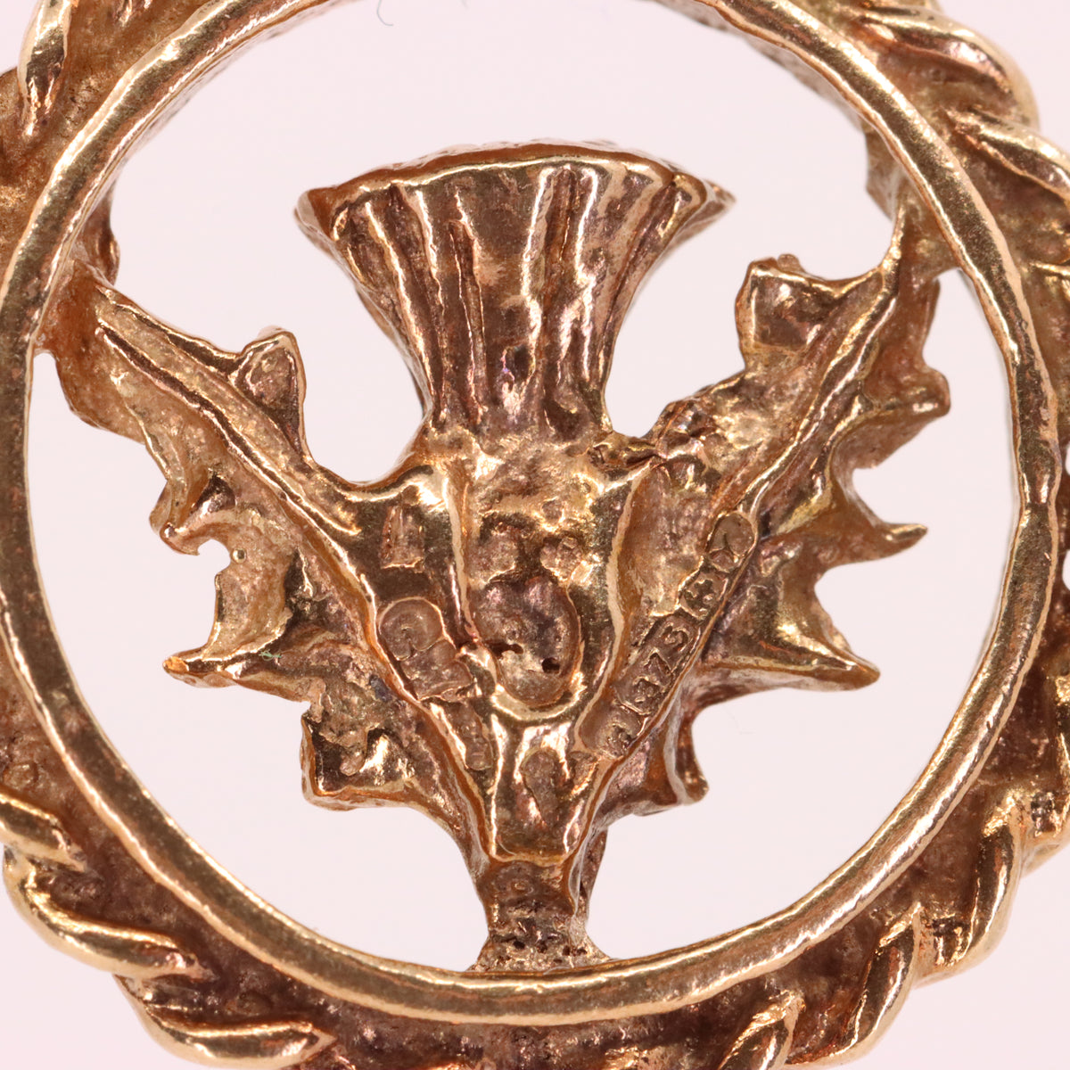 Vintage 9ct Hallmarked Yellow Gold Scottish Thistle Charm Pendant Scotland Gift