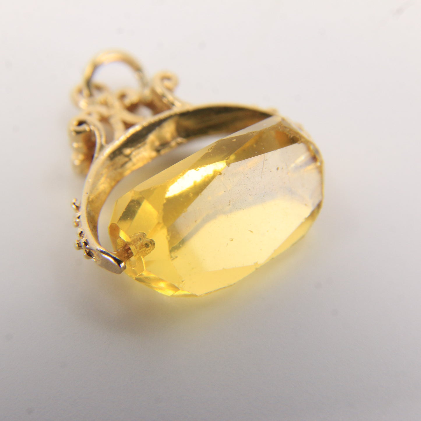 Vintage 9ct Hallmarked Gold Spinner Pendant Citrine Charm Yellow Gold Fob
