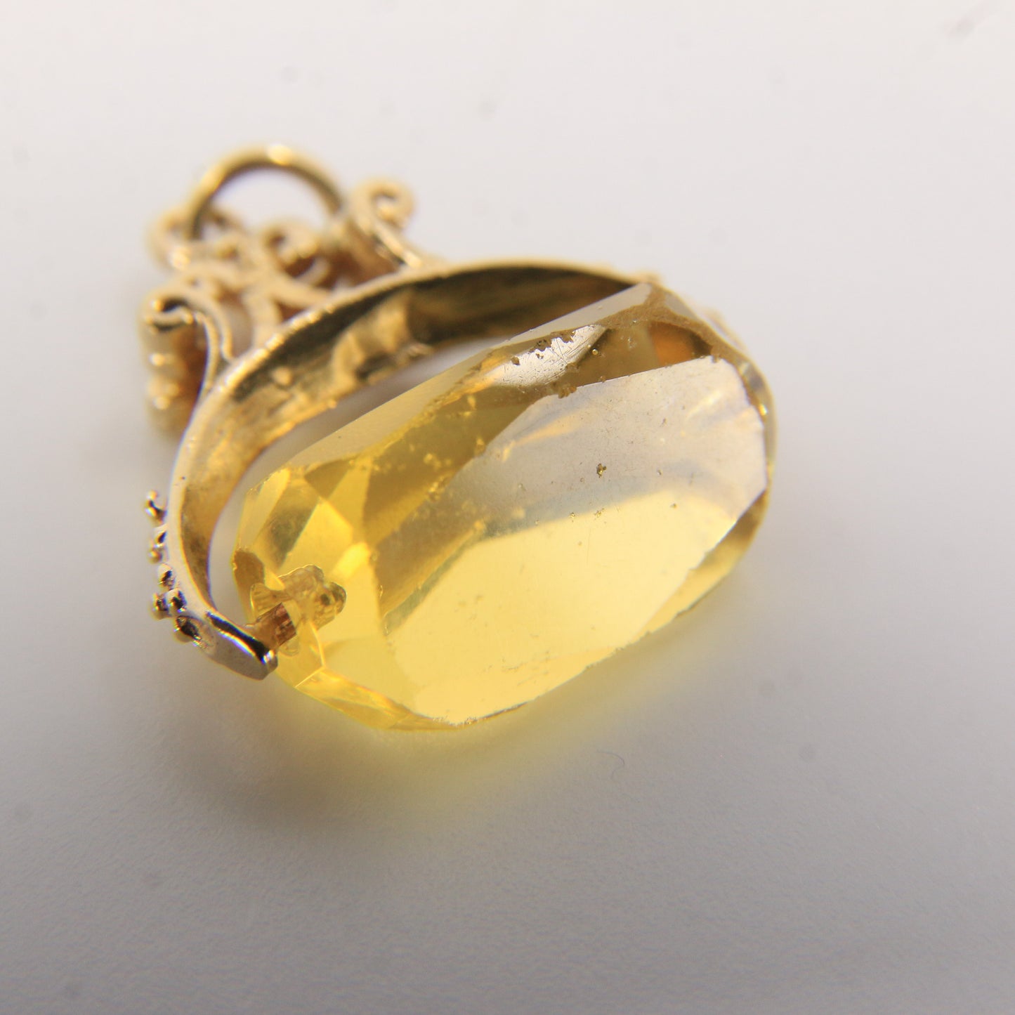 Vintage 9ct Hallmarked Gold Spinner Pendant Citrine Charm Yellow Gold Fob