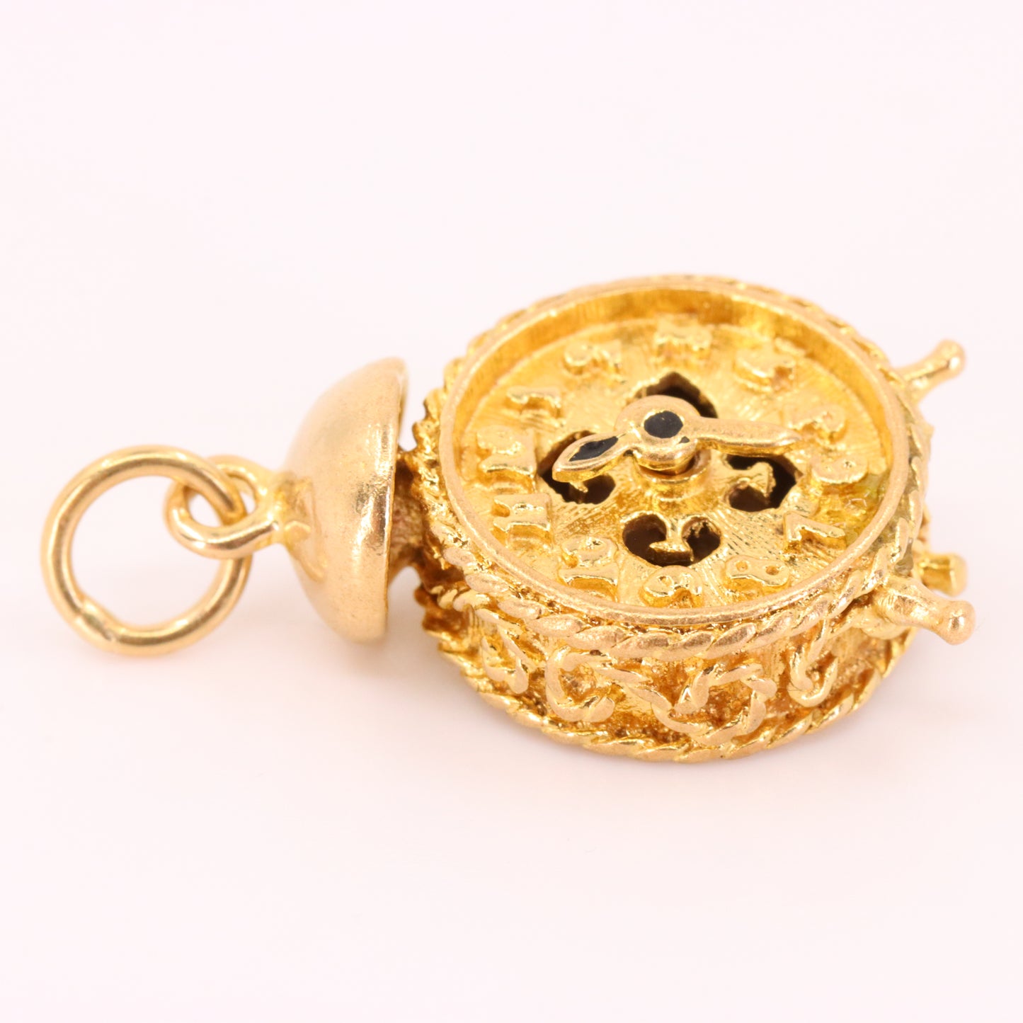 Vintage 9ct Hallmarked Gold Articulated Clock Timepiece Mechanical Charm Pendant