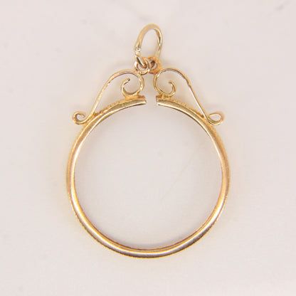 Vintage 9ct Gold Full Sovereign Holder Coin Frame Pendant Charm Gift