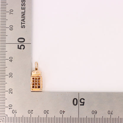 Vintage 9ct Hallmarked Gold Opening Telephone Box Charm British Travel Pendant