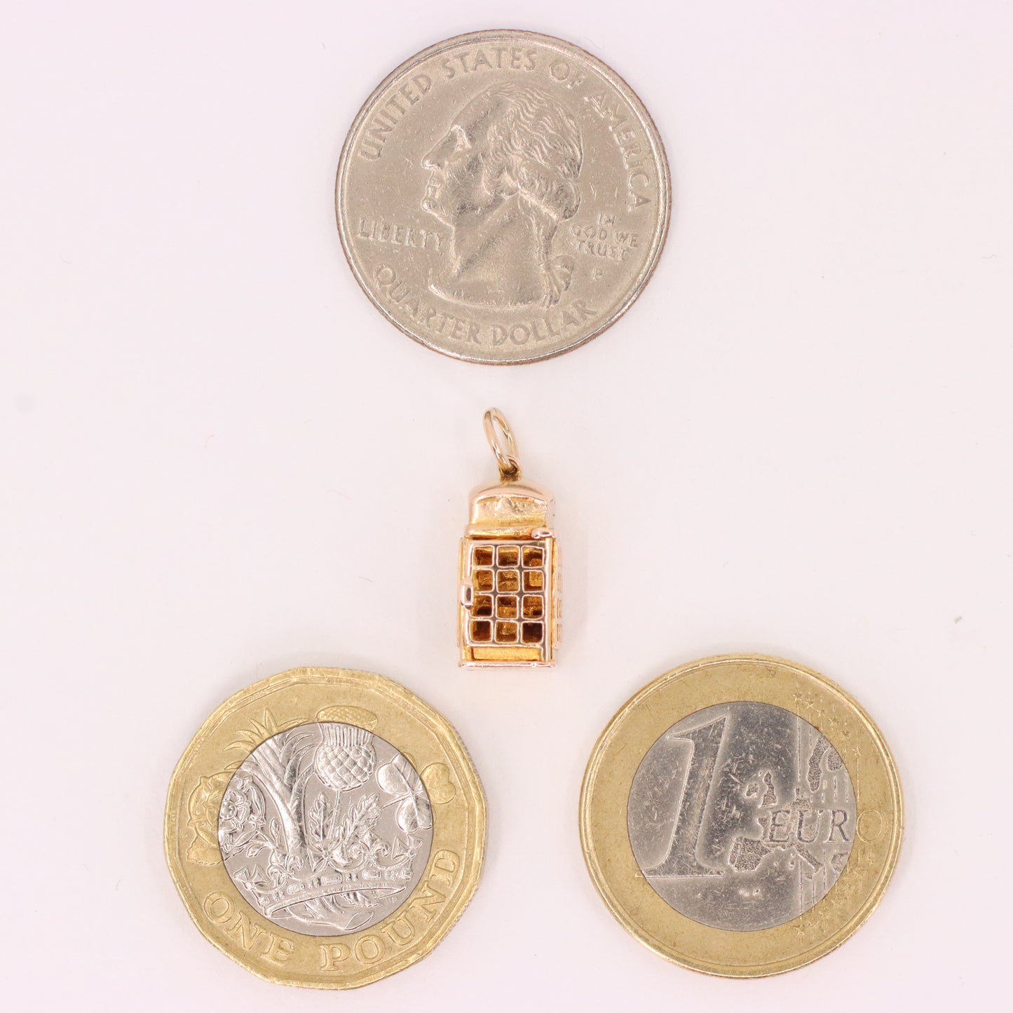 Vintage 9ct Hallmarked Gold Opening Telephone Box Charm British Travel Pendant