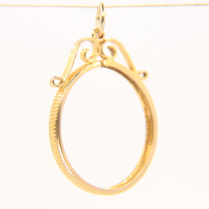 Vintage 9ct Gold Full Sovereign Holder Coin Frame Pendant Charm Gift