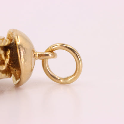 Vintage 9ct Hallmarked Gold Articulated Clock Timepiece Mechanical Charm Pendant
