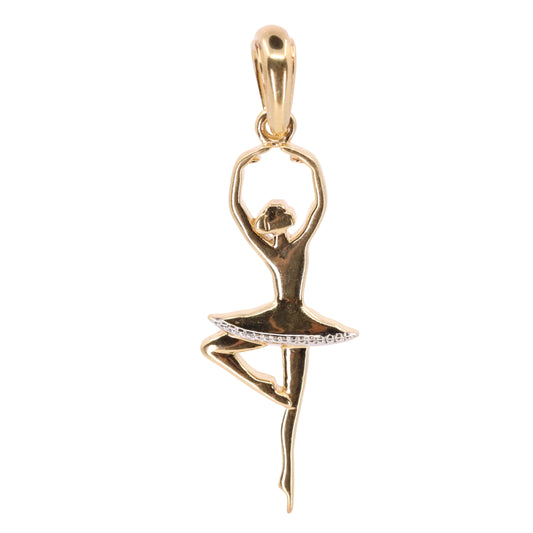 Vintage 9ct Hallmarked Yellow Gold Ballerina Charm Ballet Dancer Pendant Gift