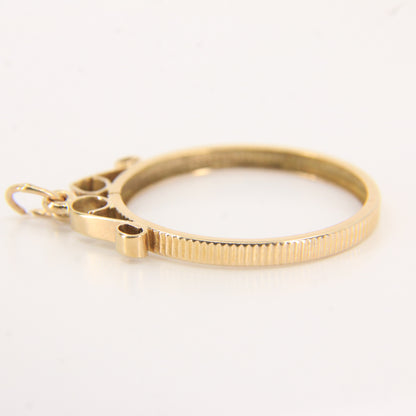 Vintage 9ct Gold Full Sovereign Holder Coin Frame Pendant Charm Gift