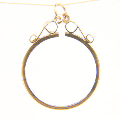 Vintage 9ct Gold Full Sovereign Holder Coin Frame Pendant Charm Gift