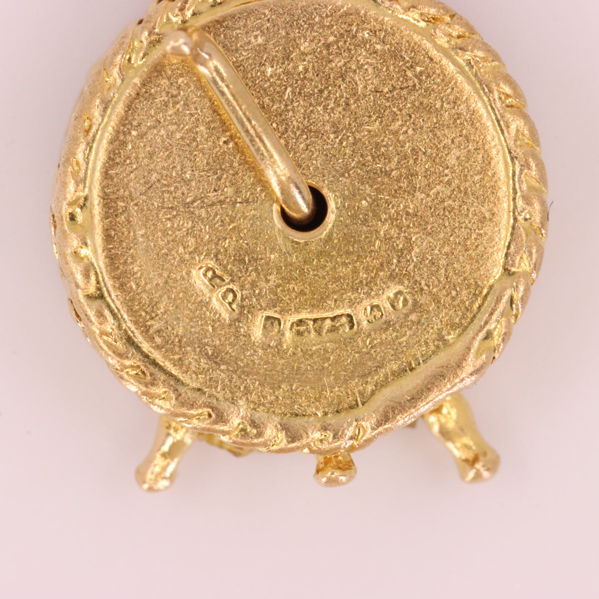 Vintage 9ct Hallmarked Gold Articulated Clock Timepiece Mechanical Charm Pendant
